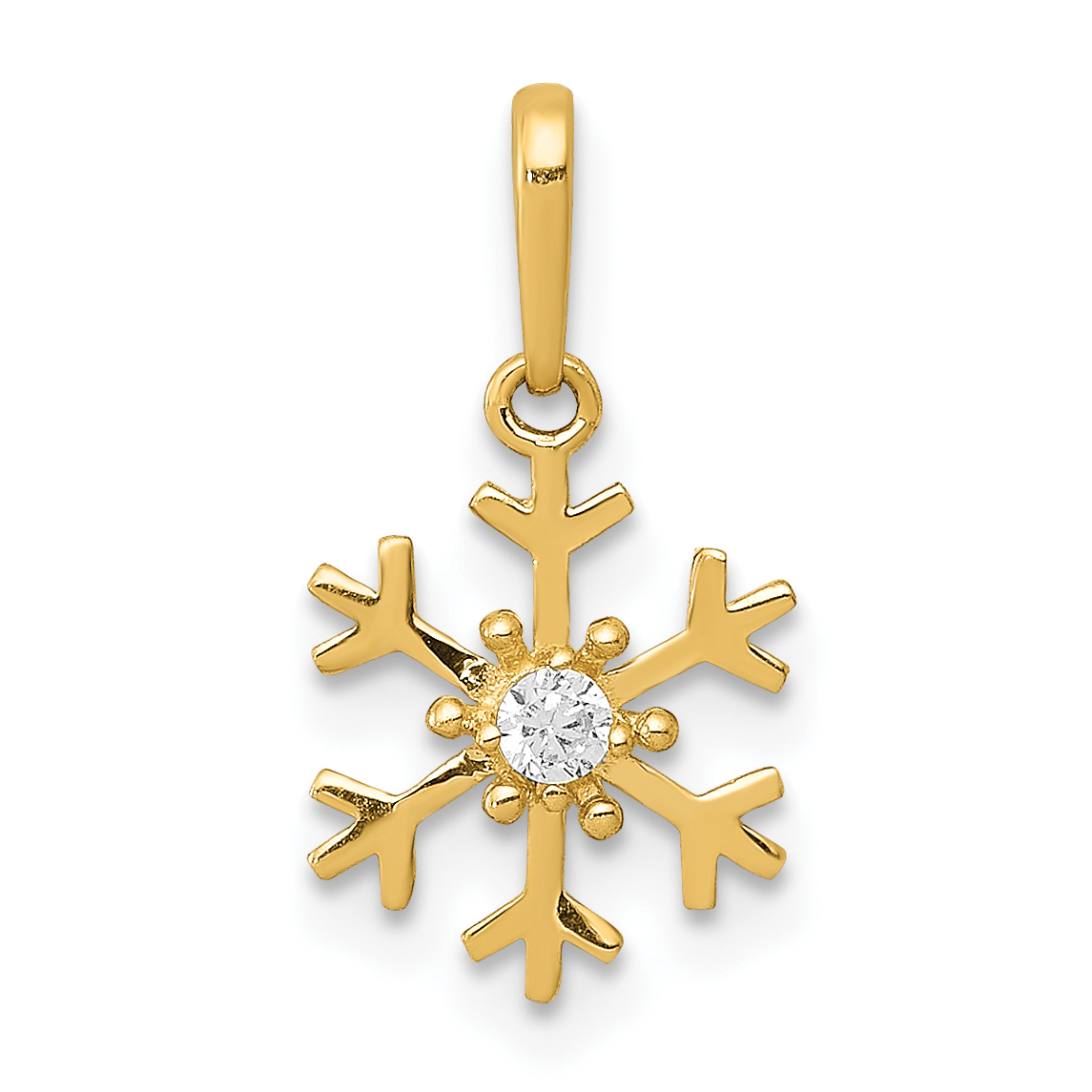 14k Polished CZ Snowflake Charm (K5913)