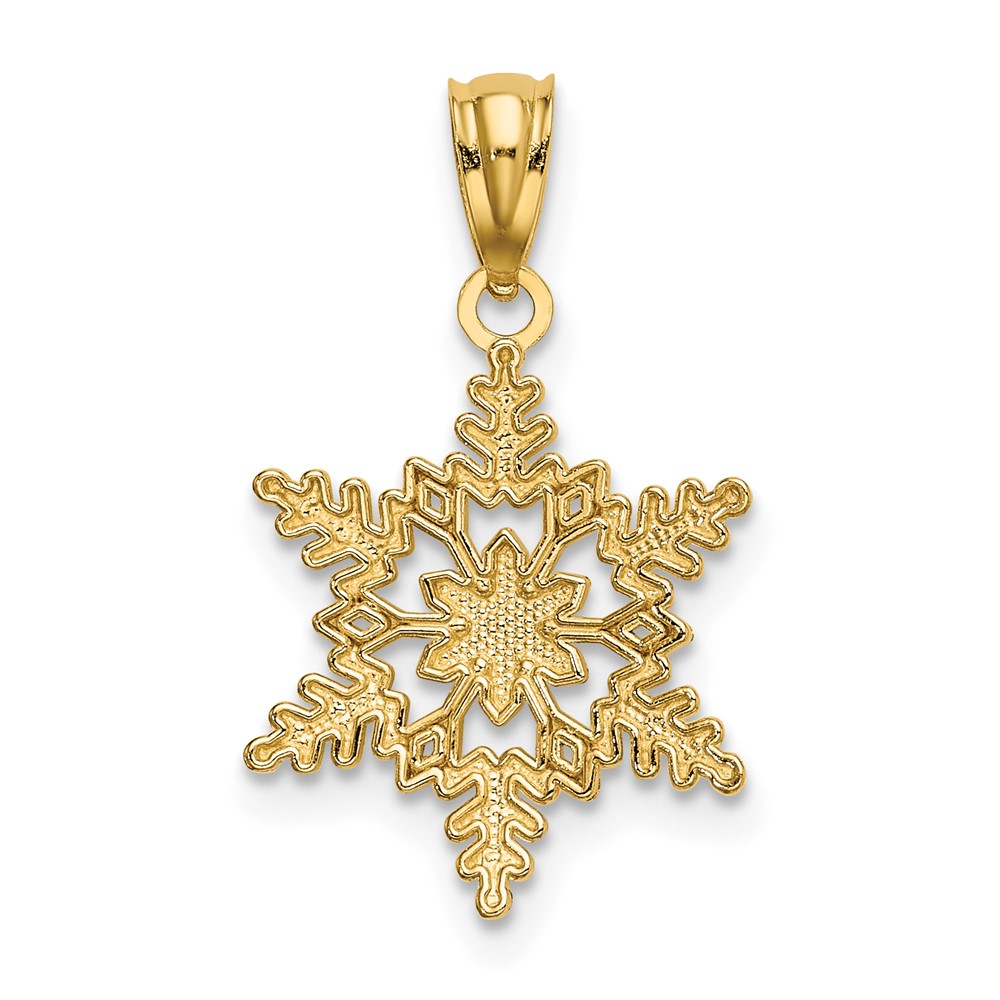 14k Diamond-cut Polished Snowflake Pendant (K5914)
