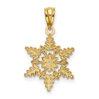 14K Yellow Gold Diamond-cut Polished Snowflake Pendant view 3