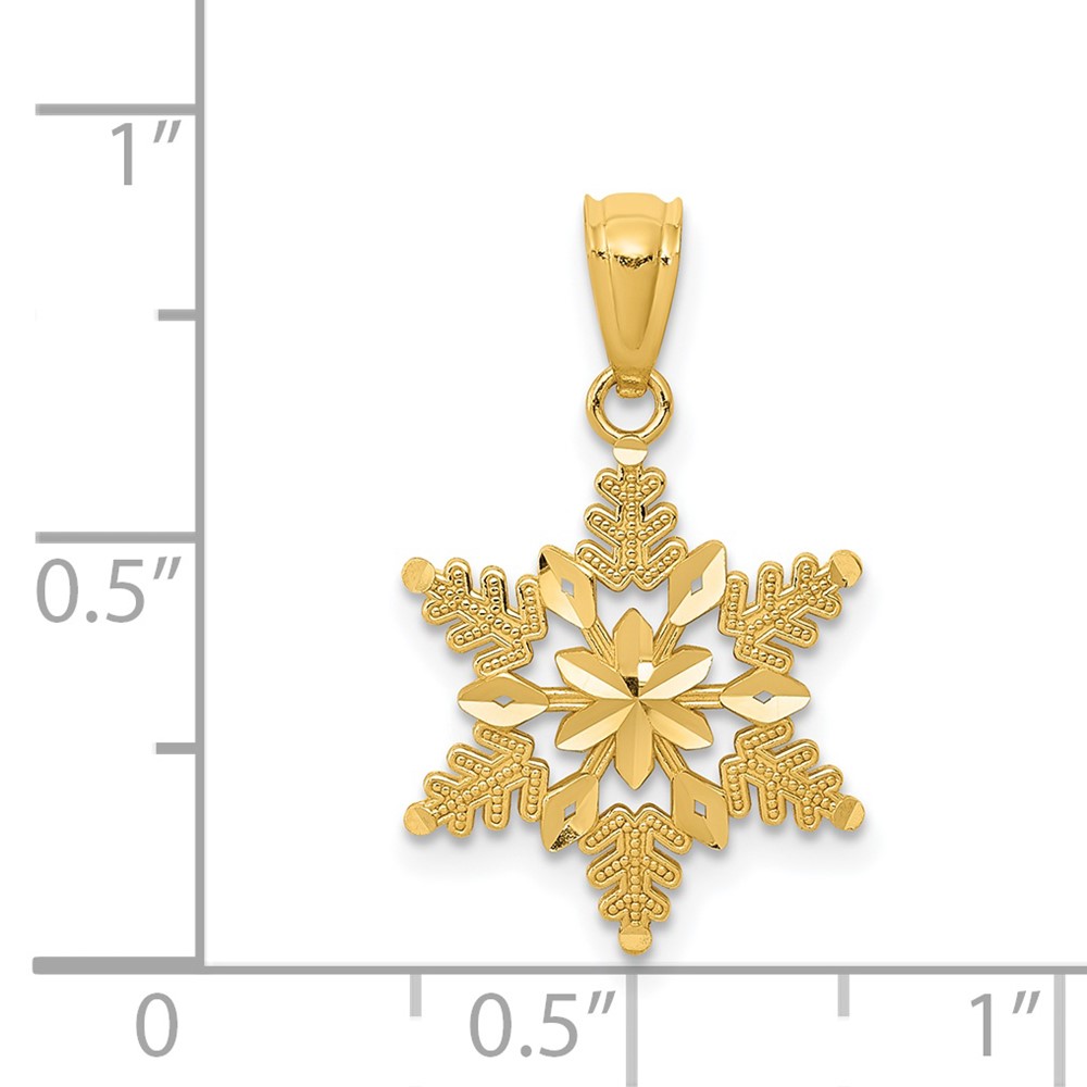 14k Diamond-cut Polished Snowflake Pendant (K5914)