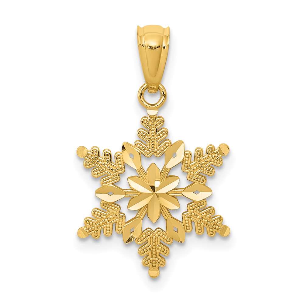 14k Diamond-cut Polished Snowflake Pendant (K5914)