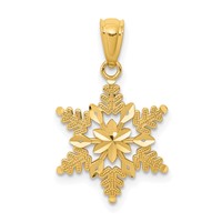 14K Yellow Gold Diamond-cut Polished Snowflake Pendant view 1