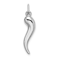 14K White Gold 3-D Italian Horn Charm view 3