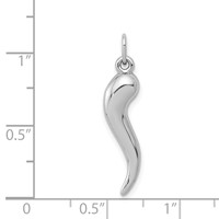 14K White Gold 3-D Italian Horn Charm view 4