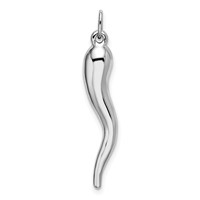 14K White Gold 3-D Italian Horn Charm view 3