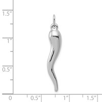 14K White Gold 3-D Italian Horn Charm view 4