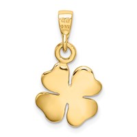 14K Yellow Gold Polished and Textured Four Leaf Clover Pendant view 3