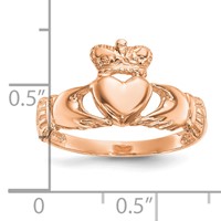 14K Rose Gold Polished Claddagh Ring view 5