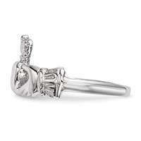 14K White Gold Polished Claddagh Ring view 3
