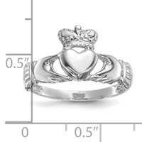 14K White Gold Polished Claddagh Ring view 5