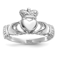 14K White Gold Polished Claddagh Ring view 1