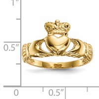 14K Yellow Gold Polished Claddagh Ring view 5