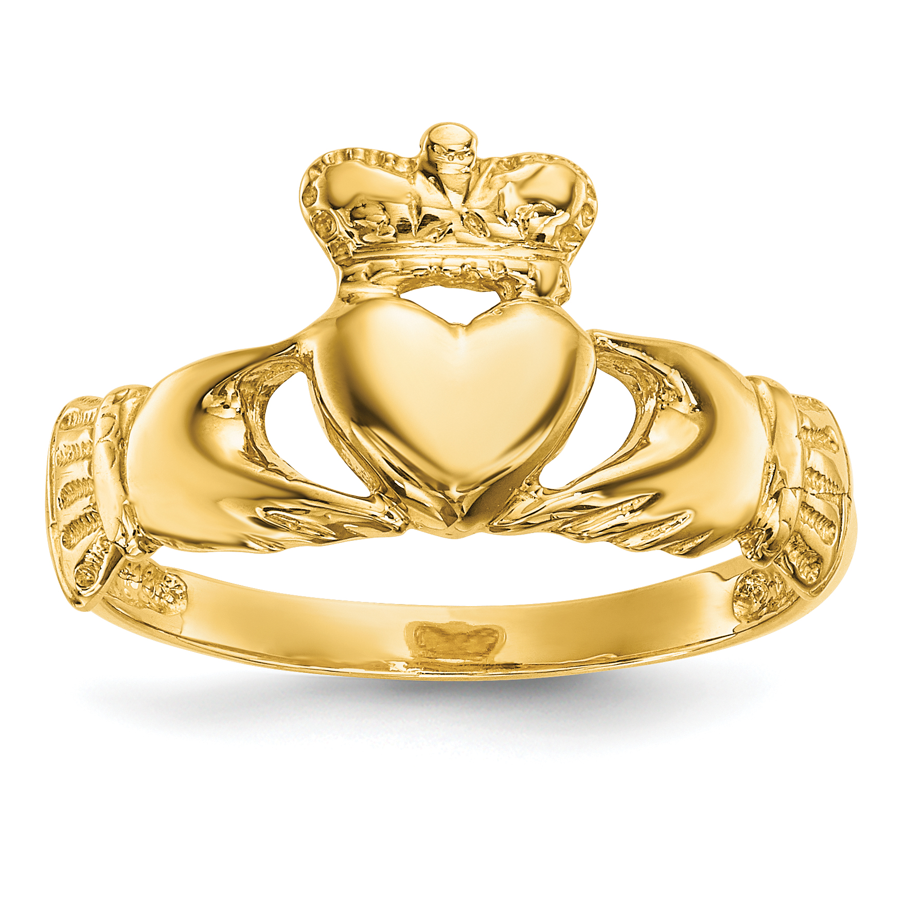 14k Polished Claddagh Ring (K5935)