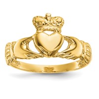 14K Yellow Gold Polished Claddagh Ring view 1