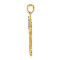 14K and White Rhodium Polished Fleur De Lis Crown Key Charm view 2
