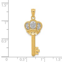 14K and White Rhodium Polished Fleur De Lis Crown Key Charm view 4