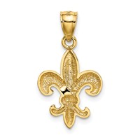 14K Yellow Gold Polished Fleur De Lis Pendant view 3
