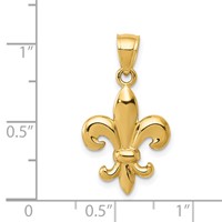 14K Yellow Gold Polished Fleur De Lis Pendant view 4