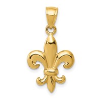 14K Yellow Gold Polished Fleur De Lis Pendant view 1