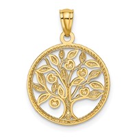 14K Yellow Gold Polished Tree of Life in Round Pendant view 3