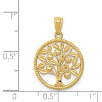 14K Yellow Gold Polished Tree of Life in Round Pendant view 4