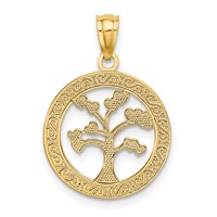 14K Polished One Family Many Hearts Tree Pendant view 3