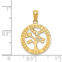14K Polished One Family Many Hearts Tree Pendant view 4