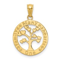 14K Polished One Family Many Hearts Tree Pendant view 1