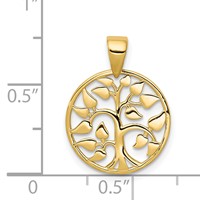 14K Yellow Gold Gold Polished Tree in Circle Pendant view 4
