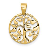14K Yellow Gold Gold Polished Tree in Circle Pendant view 1