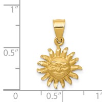 14K Yellow Gold Satin Diamond-cut Sun Pendant view 4