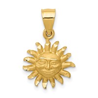 14K Yellow Gold Satin Diamond-cut Sun Pendant view 1