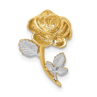 14K and White Rhodium Polished Rose Chain Slide view 1