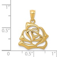 14K Yellow Gold Polished Open Rose Pendant view 3