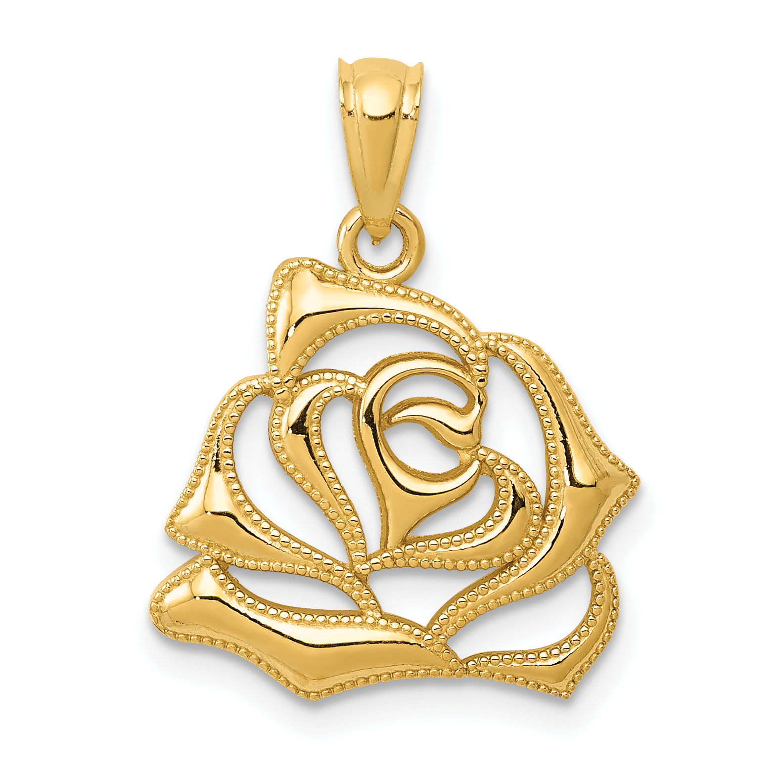 14k Polished Open Rose Pendant (K5970)