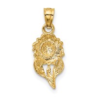 14K Yellow Gold Satin Diamond-cut Sunflower Pendant view 3