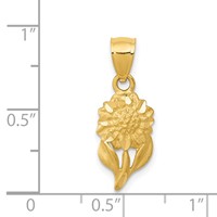 14K Yellow Gold Satin Diamond-cut Sunflower Pendant view 4
