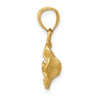14K Yellow Gold Satin Diamond-cut Hibiscus Pendant view 2