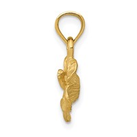 14K Yellow Gold Satin Diamond-cut Hibiscus Flower Pendant view 2