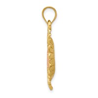 14K Two-tone Polished Sunflower Pendant view 2