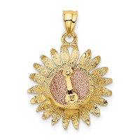 14K Two-tone Polished Sunflower Pendant view 3