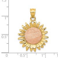 14K Two-tone Polished Sunflower Pendant view 4