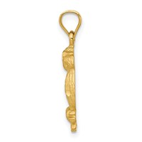 14K Yellow Gold Satin Diamond-cut Owl Pendant view 2