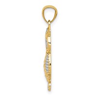 14K and White Rhodium Polished and Textured Owl Pendant view 2
