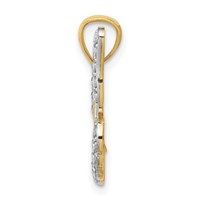14K and White Rhodium Diamond-cut Polished Cut-out Butterfly Pendant view 2