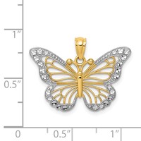 14K and White Rhodium Diamond-cut Polished Cut-out Butterfly Pendant view 4