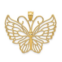 14K Polished Large Filigree Butterfly Pendant view 1
