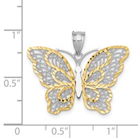 14K White Gold Pendant with Yellow Rhodium Polished Filigree Butterfly view 4