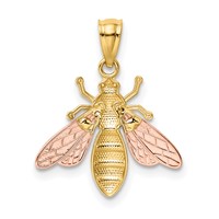 14K Two-tone with White Rhodium Polished Bee Pendant view 3