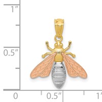 14K Two-tone with White Rhodium Polished Bee Pendant view 4